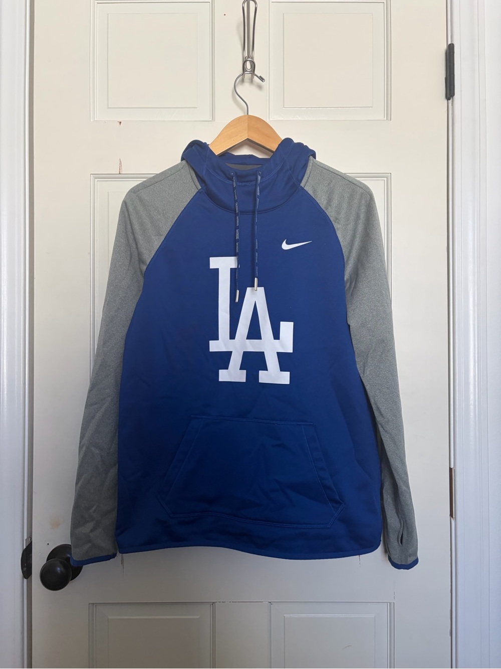 Nike Blue and Gray LA Dodgers Pullover Hoodie